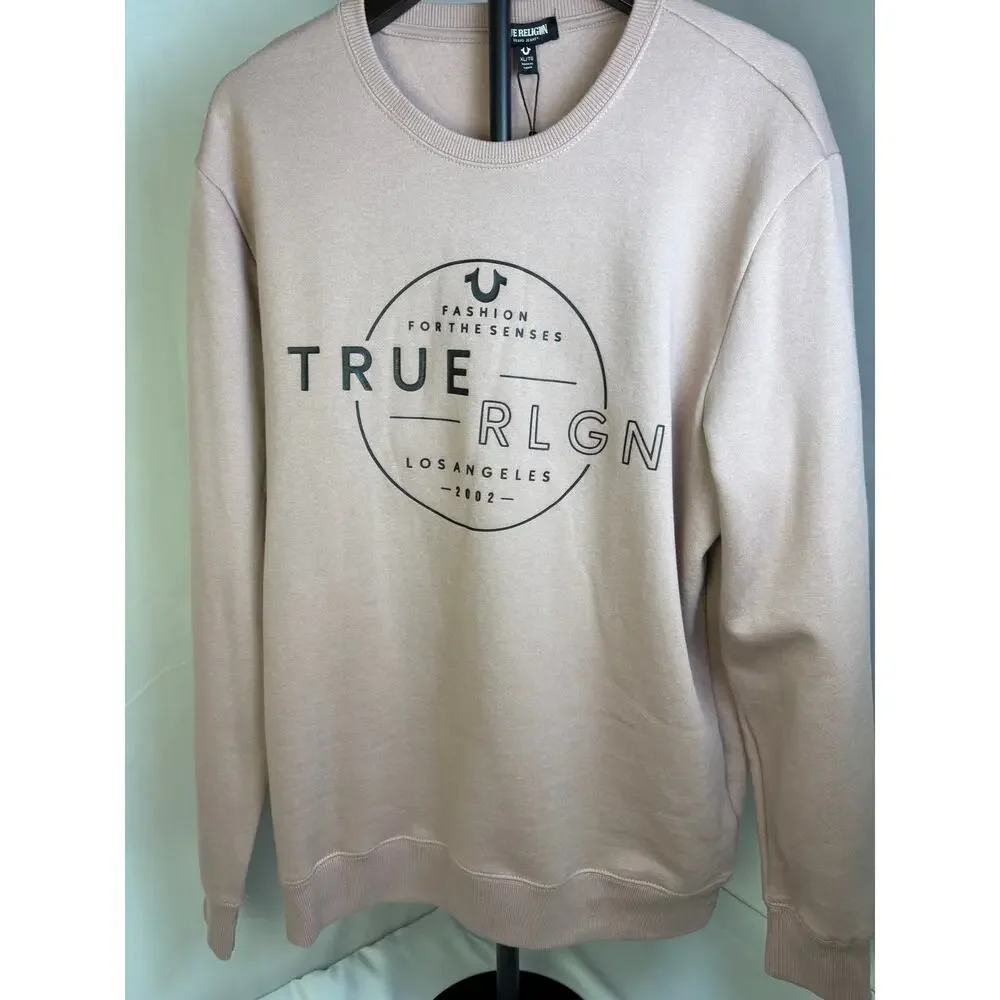 True Religion Logo Crewneck Sweatshirt NWT Unisex Casual (blush)